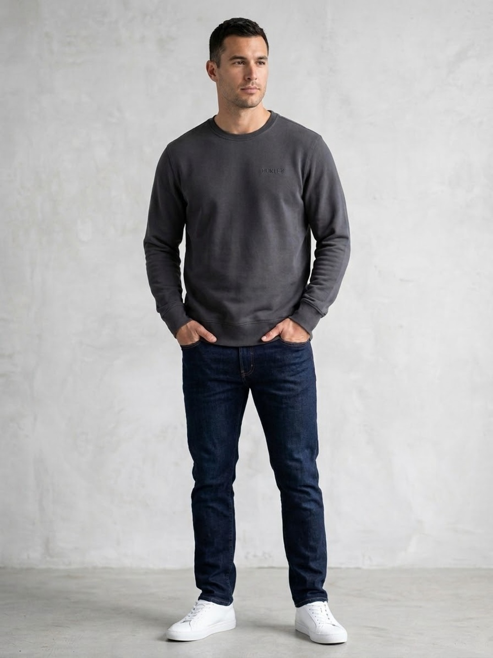 Hurley Men's Crewneck Sweater in Charcoal Gray